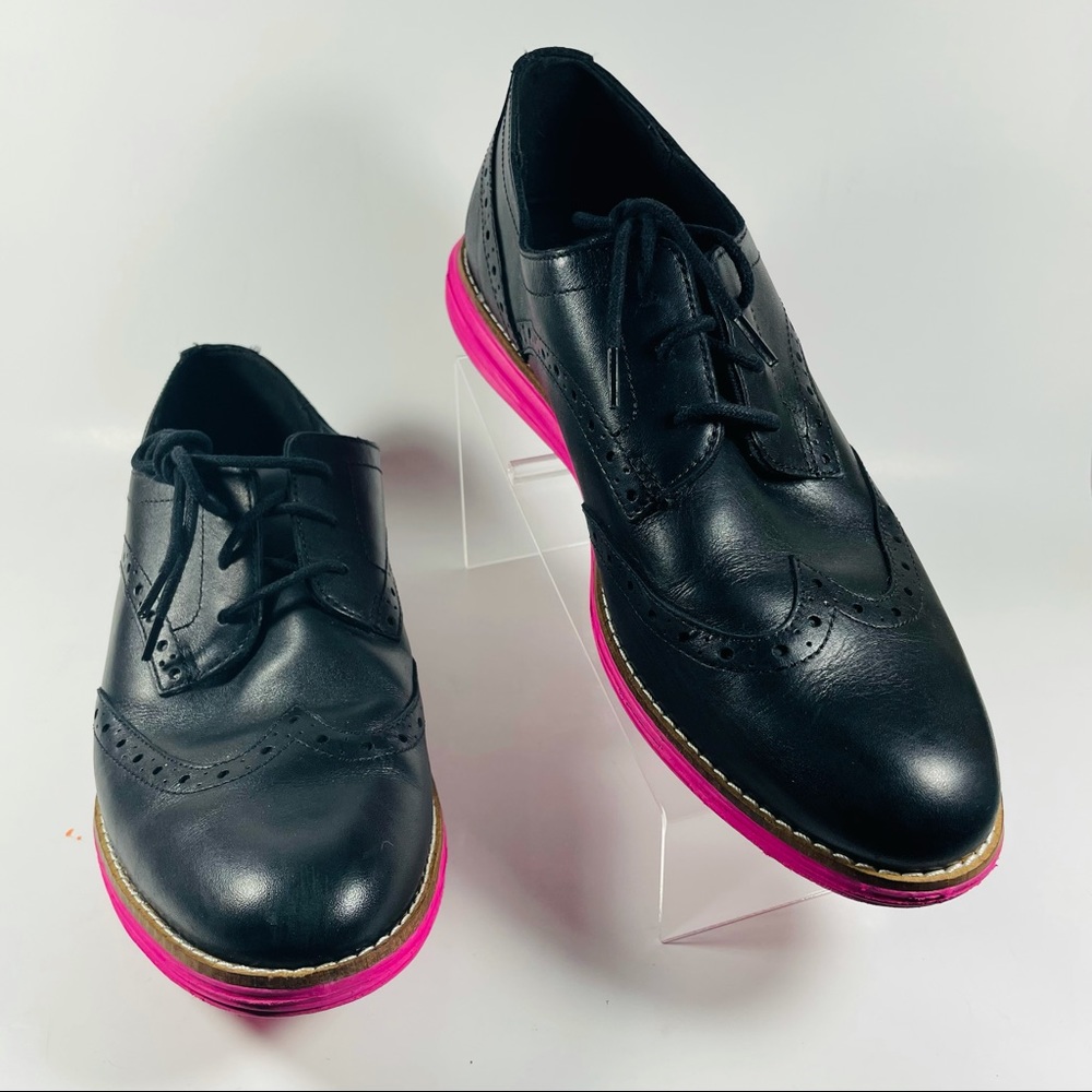 Cole Haan Original Waterproof Wingtip Oxford Shoes Black Pink Women’s Size 10B
